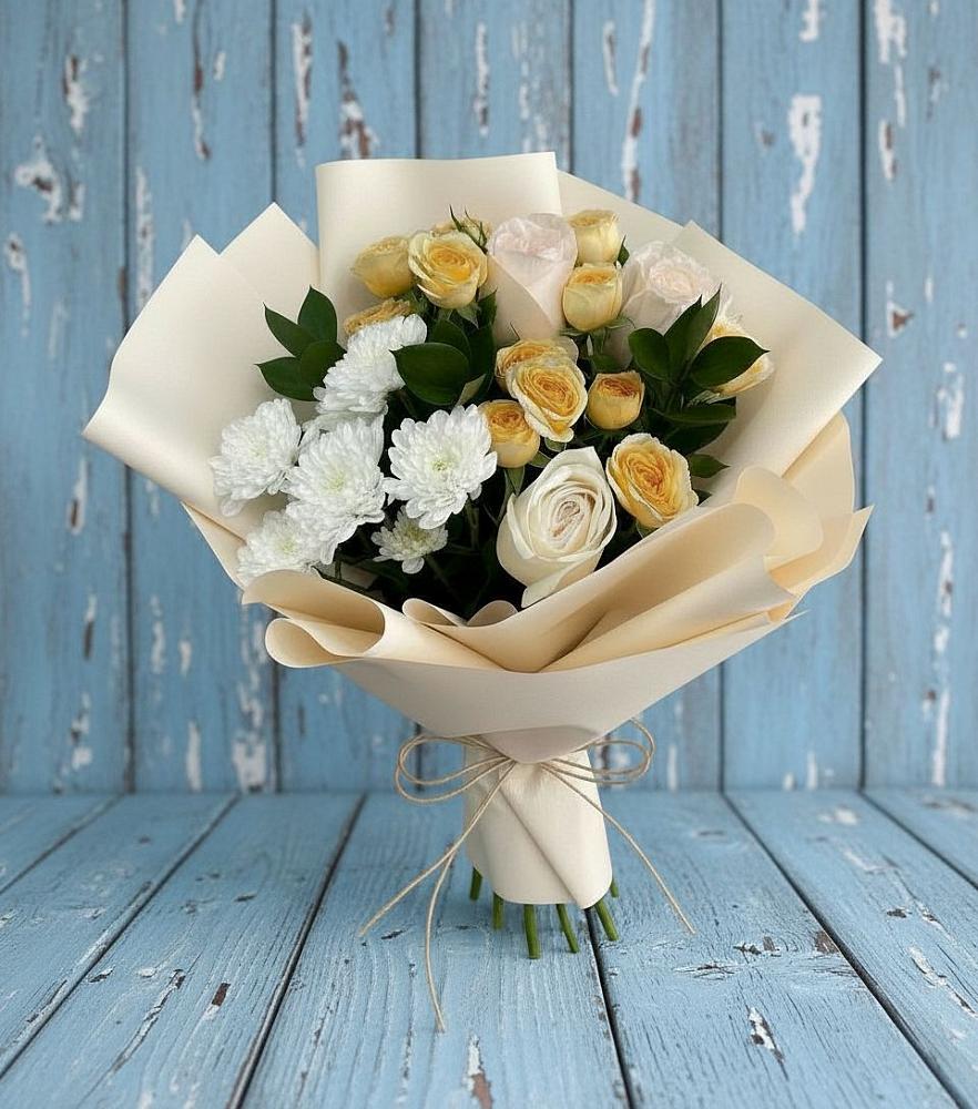 Букет цветов из: Розы и Хризантемы в Крутинке