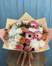 Букет цветов из:  Розы, Герберы и Хризантемы в Крутинке