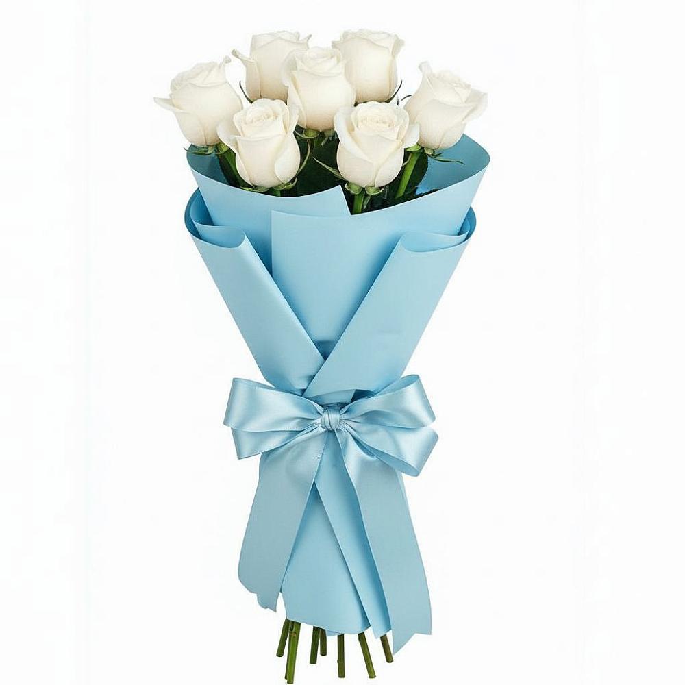 Букет 7 белых роз Проуд в Крутинке