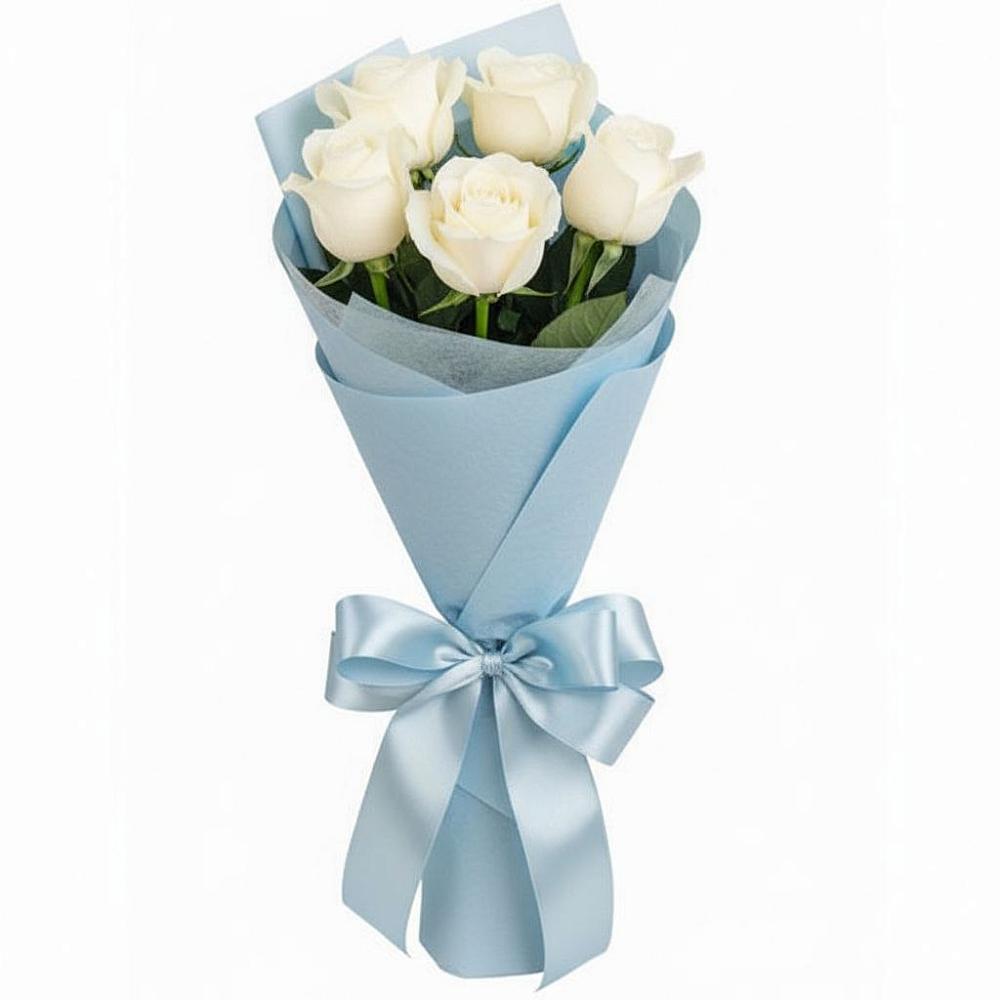 Букет 5 Белых роз Проуд в Крутинке