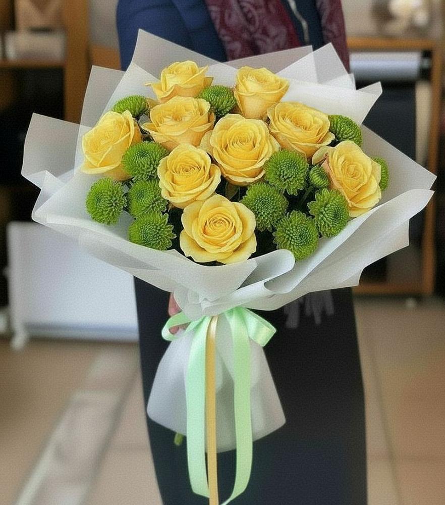 Букет цветов из: Хризантемы и Розы в Крутинке