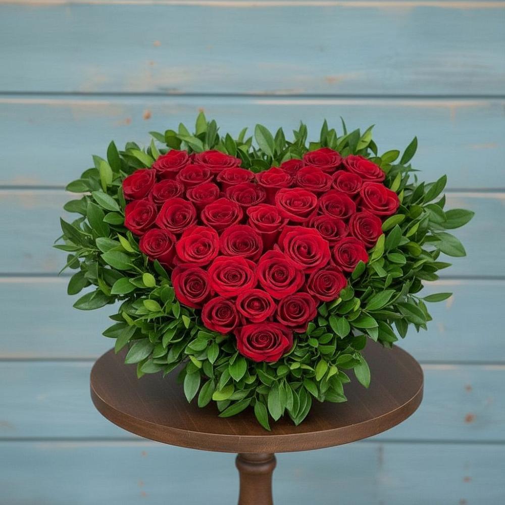 Цветочная композиция из Розы в виде сердца в Крутинке