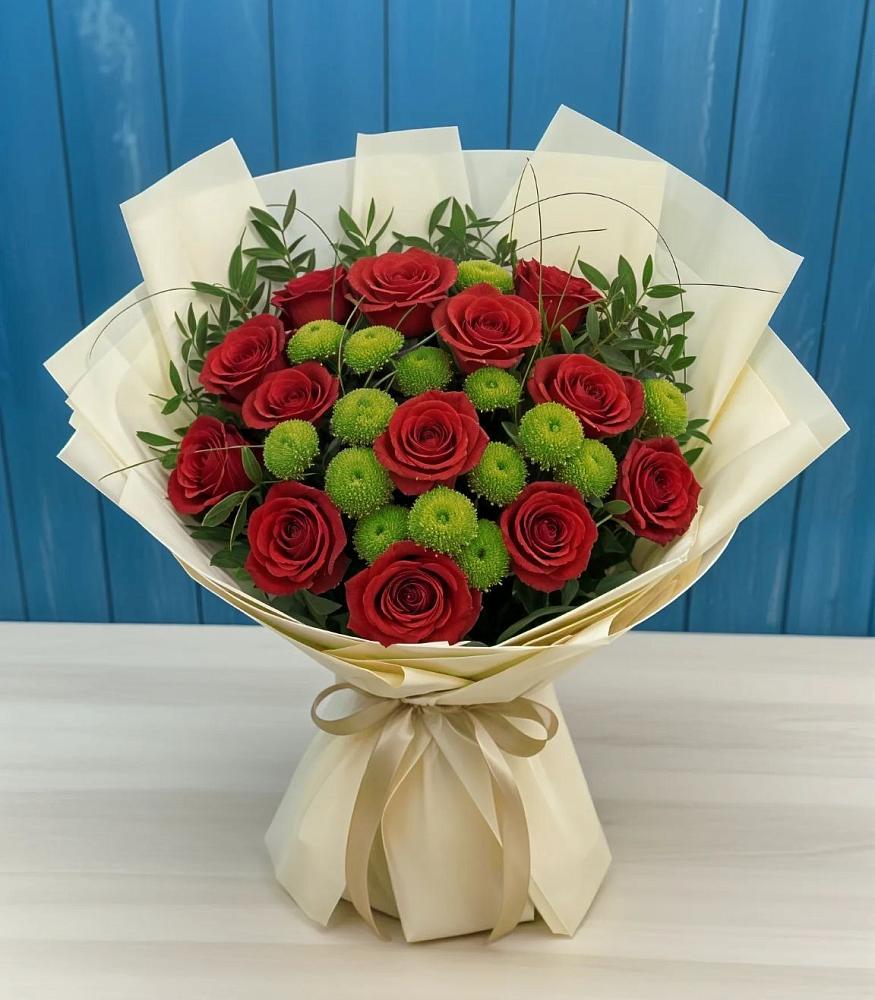 Букет цветов из: Розы и Хризантемы в Крутинке